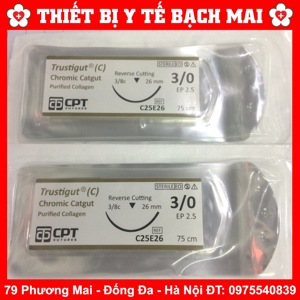 Chỉ Tự Tiêu CPT TRUSTIGUT C 3/0 4/0 [CHROMIC CATGUT] - Chỉ Phẫu Thuật Và Dùng Cho Cấy Chỉ Tự Tiêu Sau 2-3 Tuần