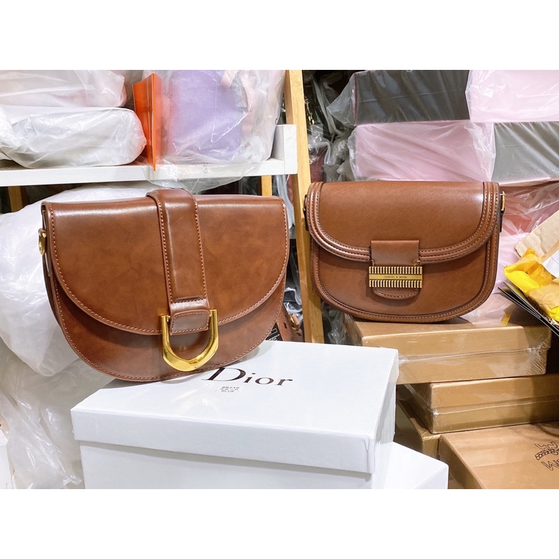 FULLTAG Túi cnk yên ngựa bán nguyệt màu nâu bò