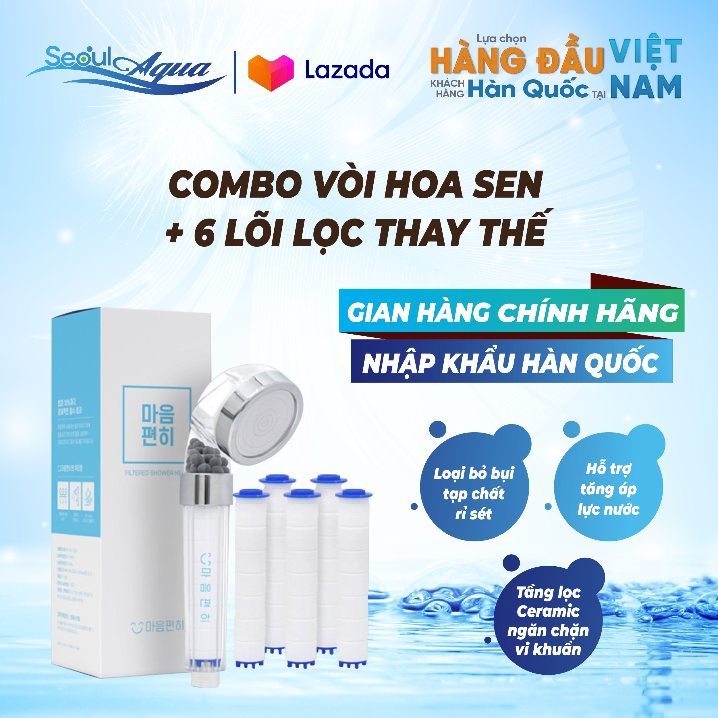 Combo đầu vòi sen + 6 lõi lọc