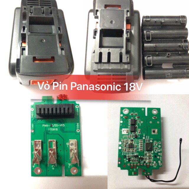 Bộ vỏ mạch pin Panasonic 18V 2 hàng nhận sạc zin đời mới