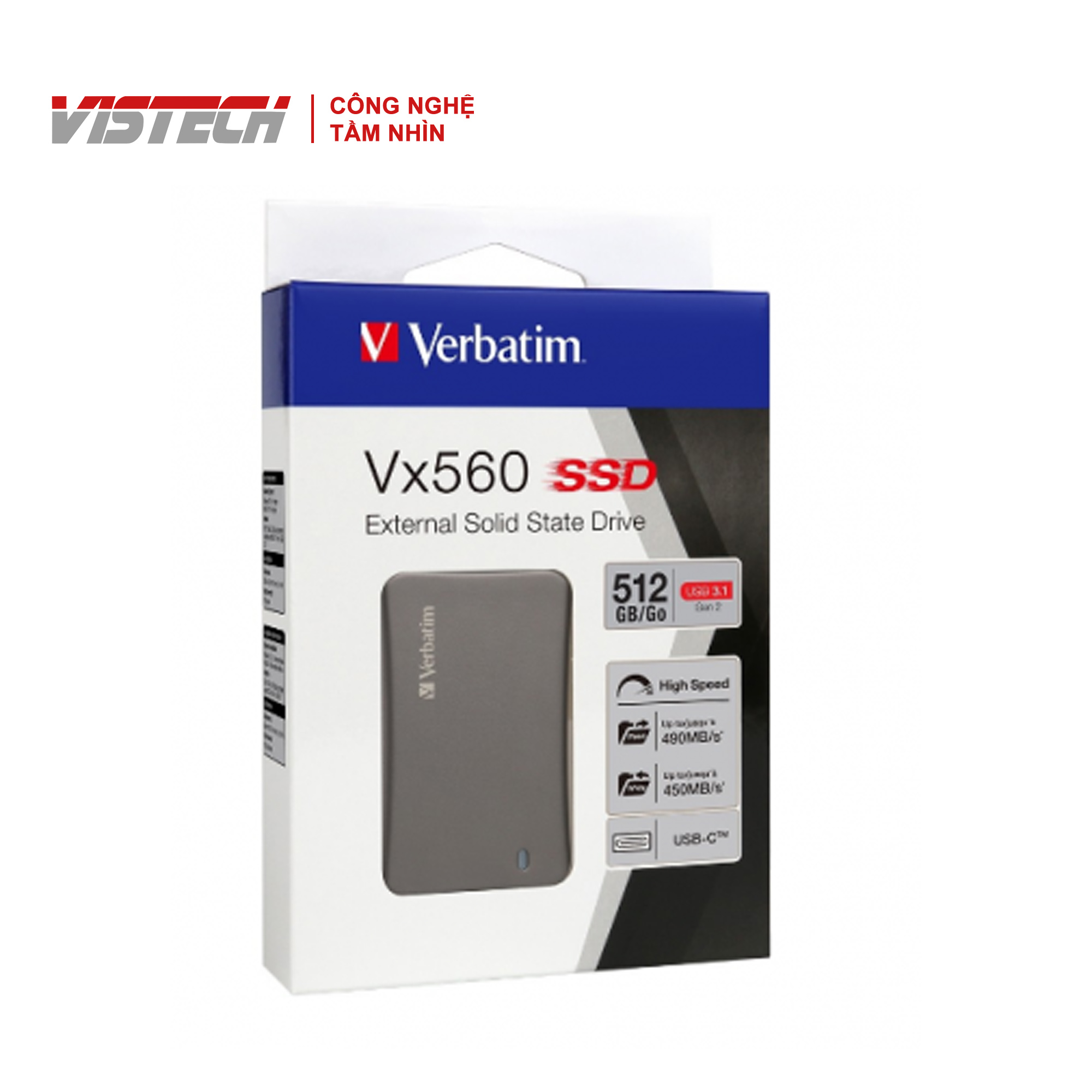 Ổ cứng ssd di động verbatim vx560 512 gb- hàng chính hãng