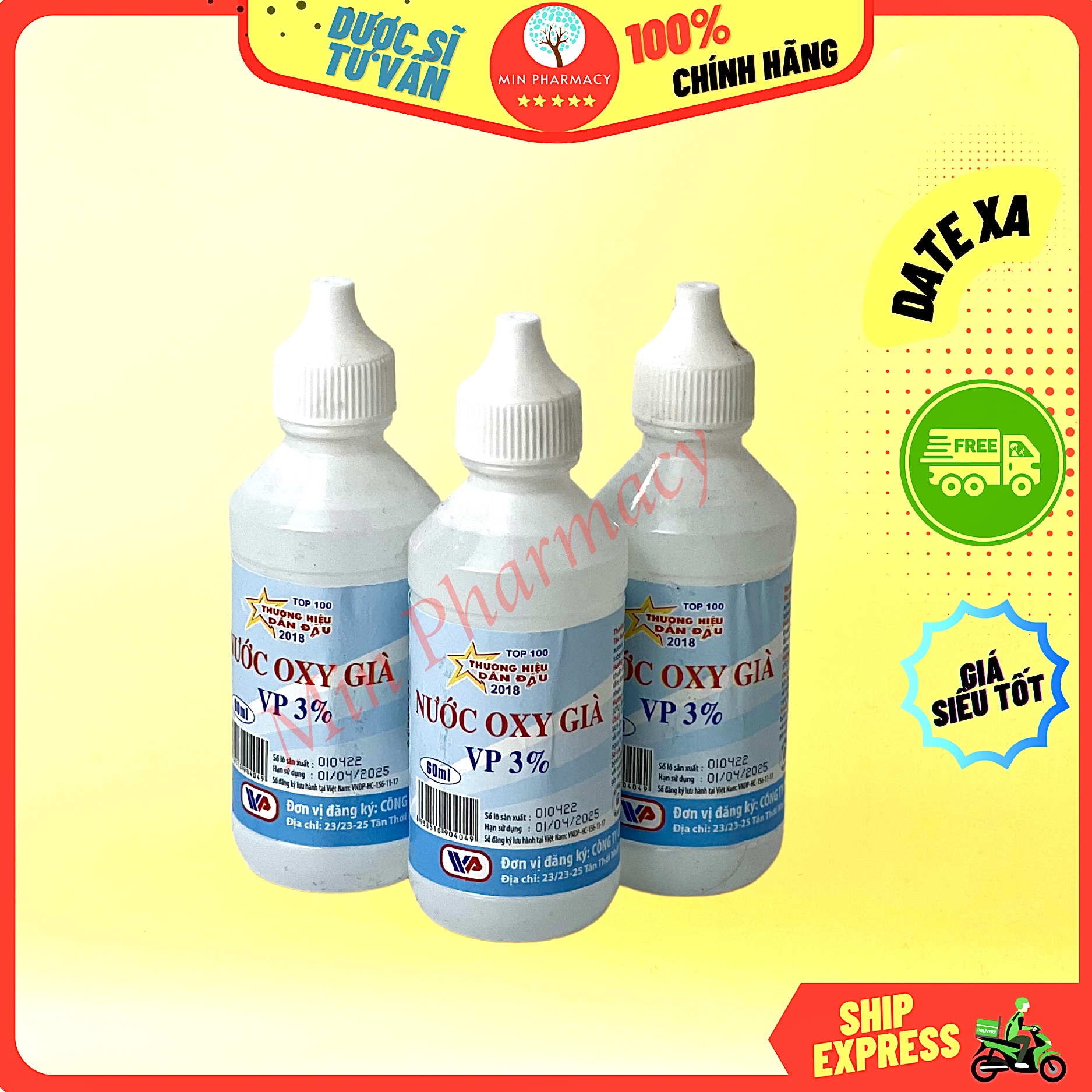 Nước Oxy Già VP 3% sát khuẩn bề mặt chai 60ml - Minpharmacy