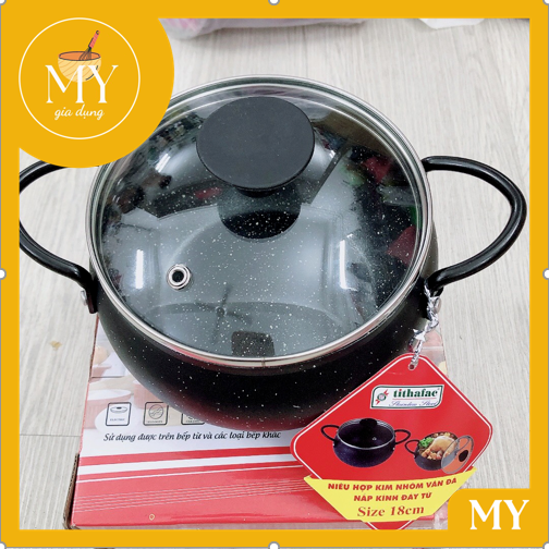 Nồi vân đá đáy từ chống dính 12cm - 24cm nồi cơm niêu, kho quẹt , kho tộ