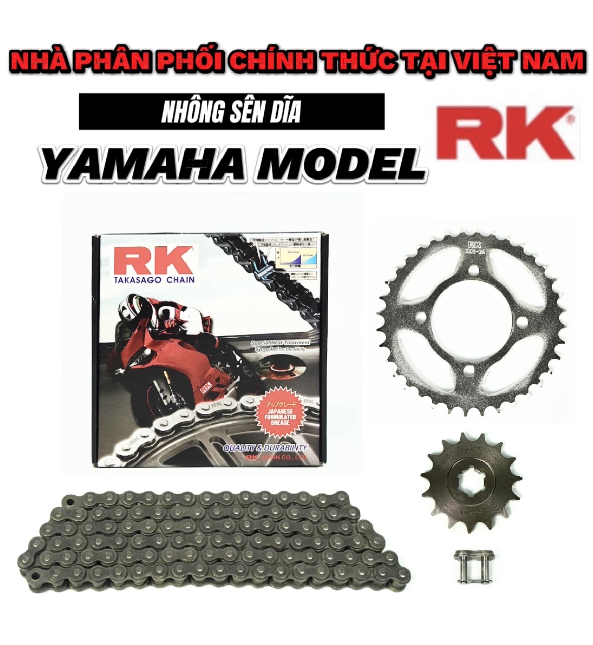 Nhông xích/nhông sên dĩa RK Yamaha Nhật