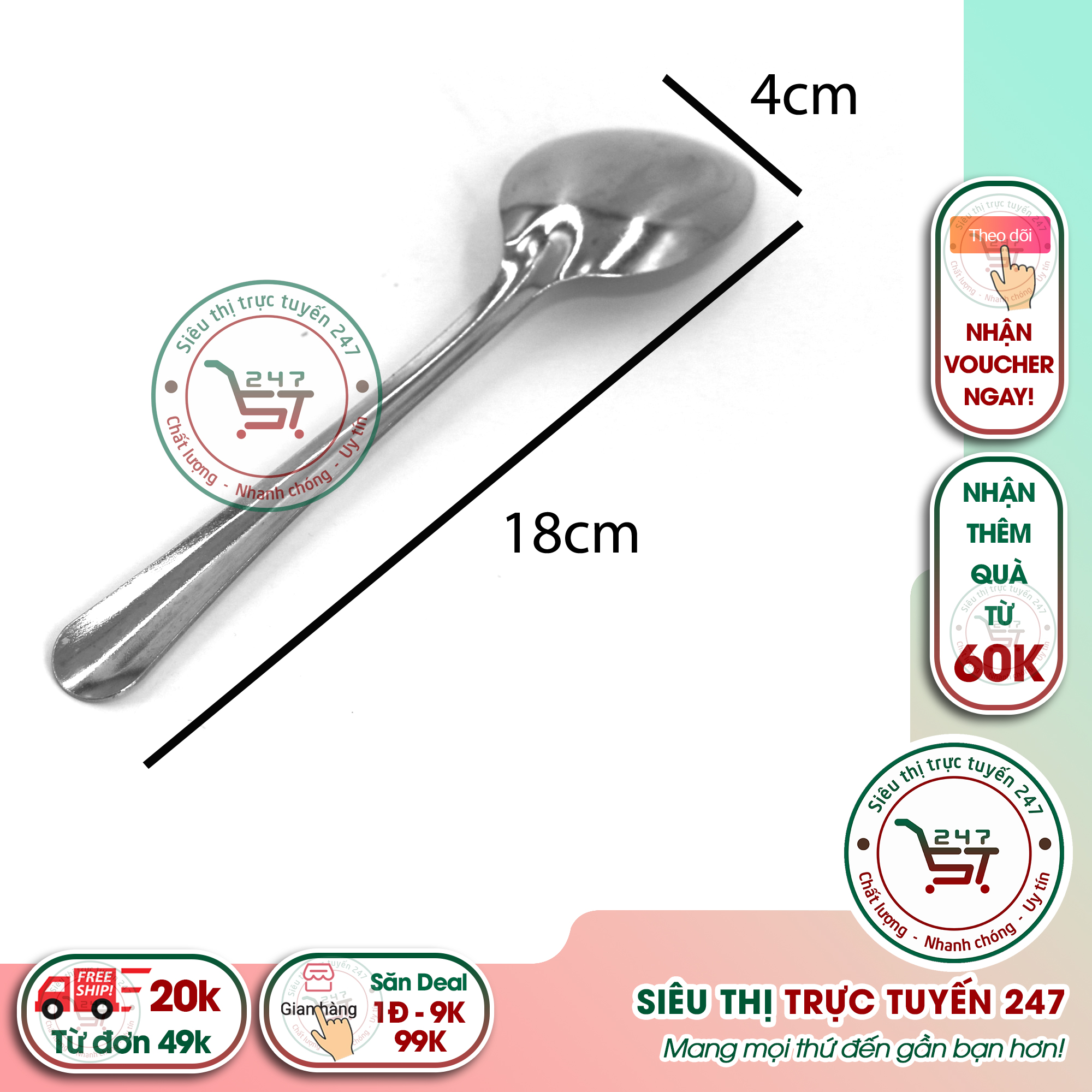 Thìa súp inox 201 cán dài dùng ăn cơm tiện dụng trong gia đình
