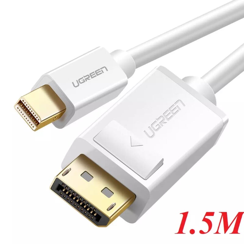 Ugreen 10476 1.5m màu trắng cáp chuyển đổi mini dp sang displayport hỗ trợ phân giải 4k x 2k md105