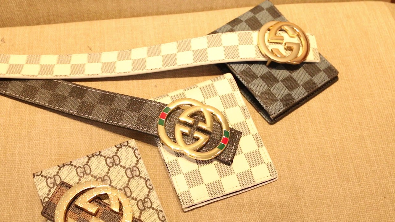 (Combo ví +dây lưng)Dây nịt caro GG/ Dây thắt lưng nam- kèm ví da nam
