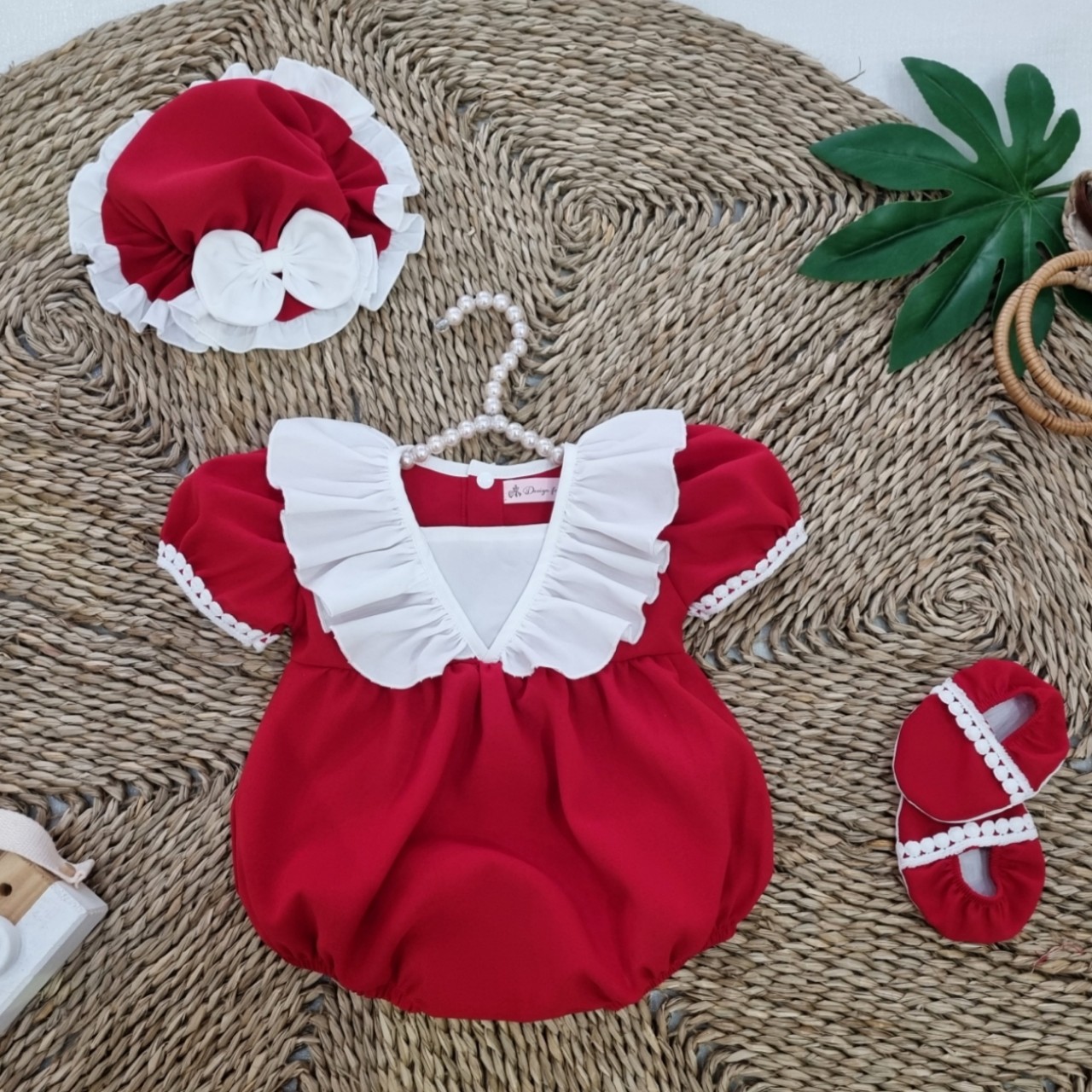 Bodysuit đỏ Tết cho bé gái sét 3 món size ss-13kg