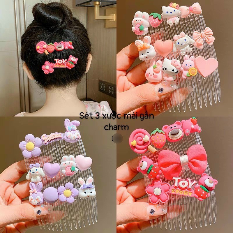 Set 3 cài tóc-xược tóc gấu dâu losto xinh xắn cho bé