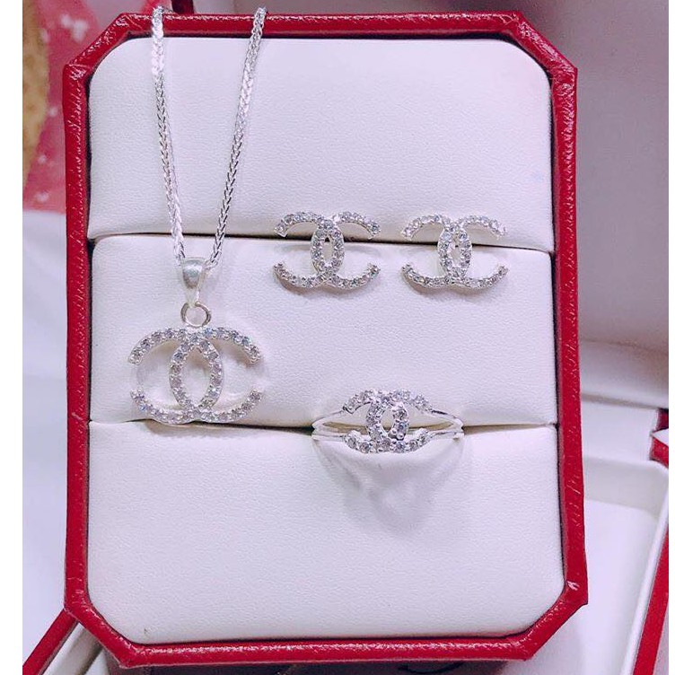Bộ trang sức nữ bạc ta chữ x nhỏ xinh