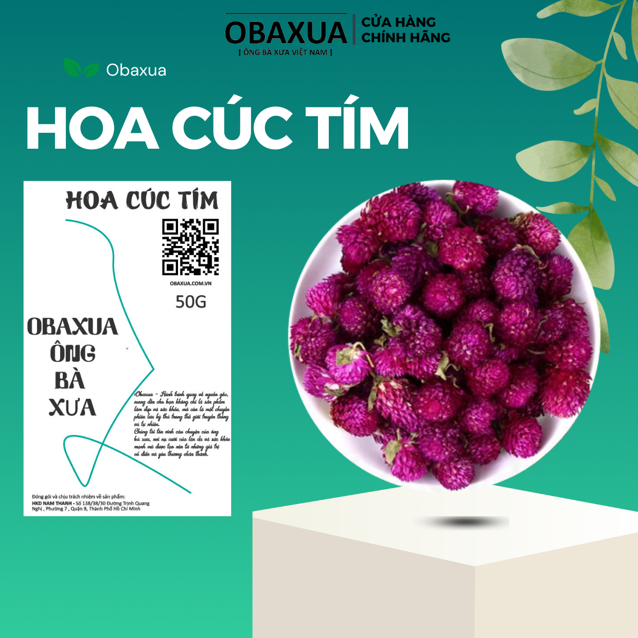 Hoa Cúc Tím Sấy Khô OBAXUA - 50G -  Hoa cúc bách nhật khô (thơm, sạch), Trà hoa cúc bách nhật