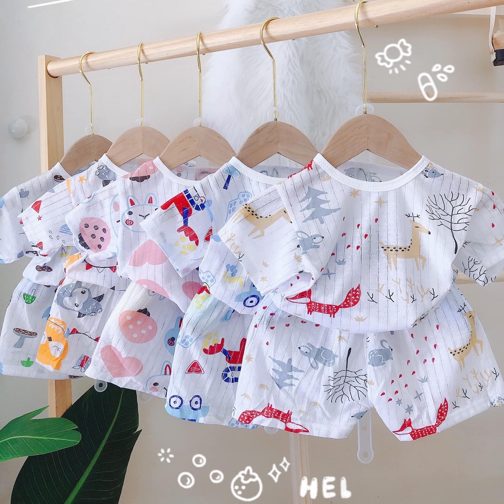 Đồ Bộ Cộc Tay Cho Bé Trai Bé Gái Chất Cotton Giấy - Đồ Mặc Nhà Cho Bé - Đồ  Mặc Ngủ Cho Bé - Quần Áo Trẻ Em - Quần Áo