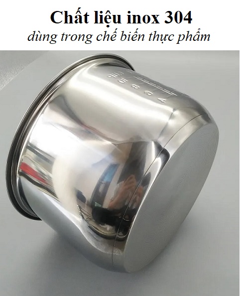Lòng nồi cơm điện inox 304 cao cấp dung tích 1L, 1,2L, 1,8L ruột nồi inox 304 an toàn khi sử dụng