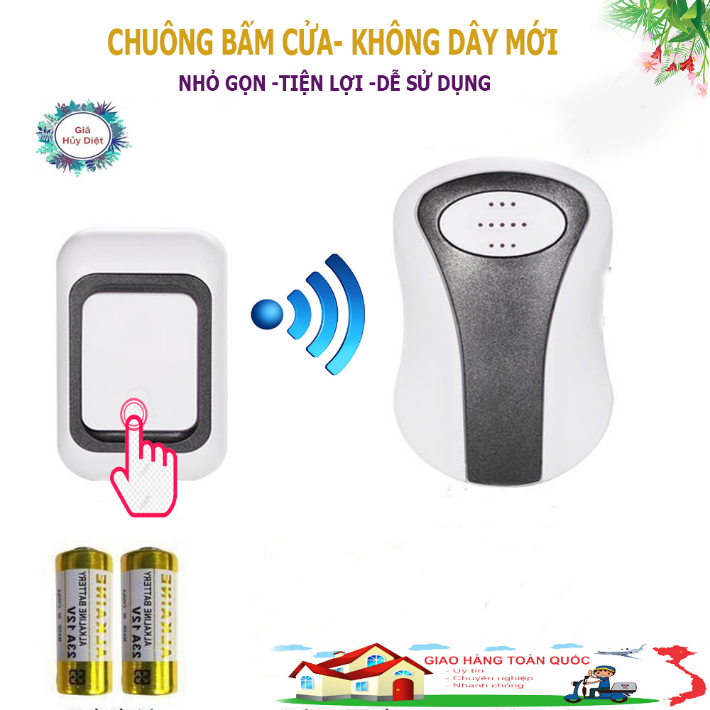 CHUÔNG GỌI CỬA KHÔNG DÂY,CHUÔNG TREO NGOÀI CỬA 1 NÚT CHUÔNG CẮM Ổ ĐIỆN TRONG NHÀ LÀ DÙNG LUÔN ,CHUÔNG BẤM CỬA THÔNG MINH,
