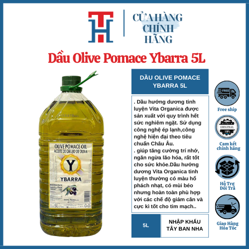 Bình 5L Dầu Olive Pomace Cao Cấp Ybarra Nhập khẩu Tây Ban Nha
