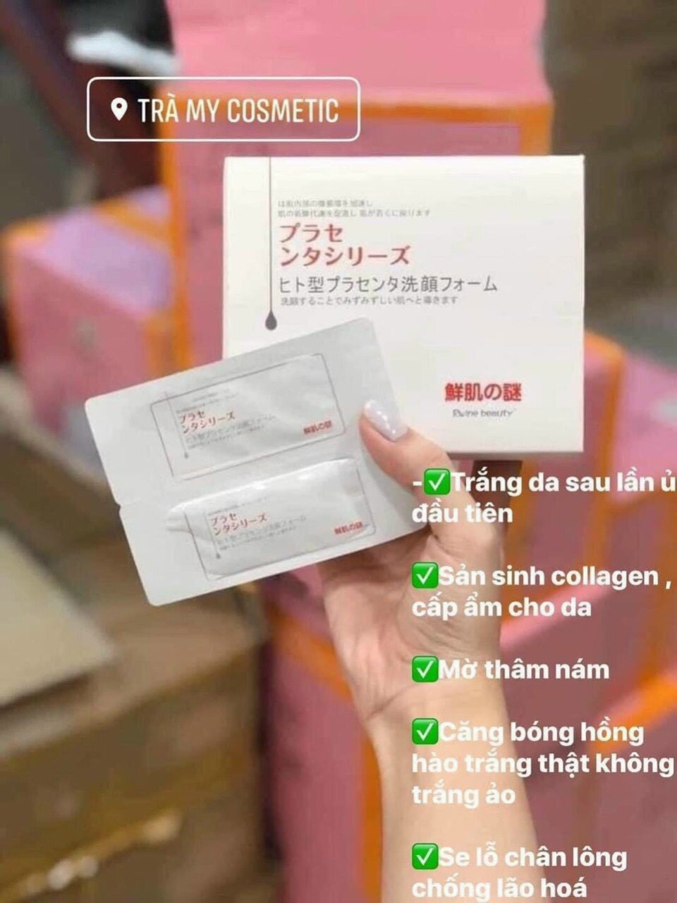 [Siêu Hot] Combo 1 hộp (50 gói )Mặt nạ Ủ trắng nhau thai Nhật Rwine Beauty (Made in Japan)