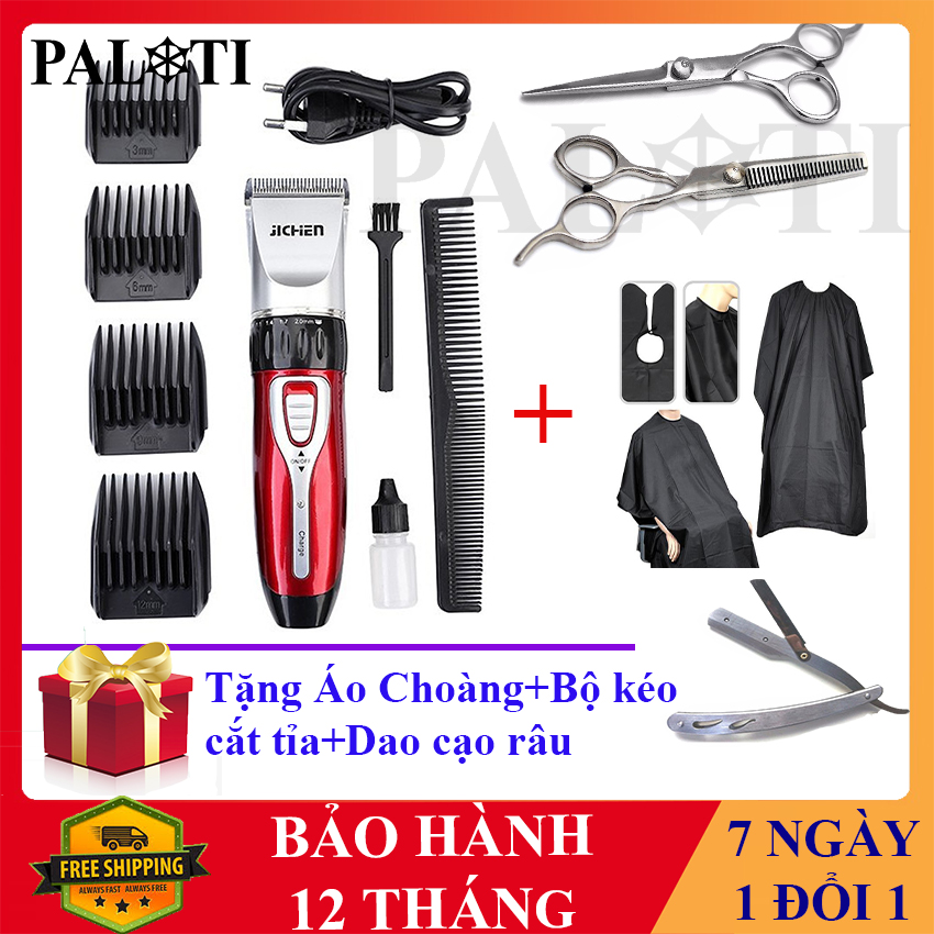 [GIÁ SIÊU RẺ] Tông Đơ Cắt Tóc JICHEN 8017 Tặng Bộ Kéo + Áo Choàng + Dao Cạo Râu - Tăng Đơ Cắt Tóc Gia Đình Trẻ Em