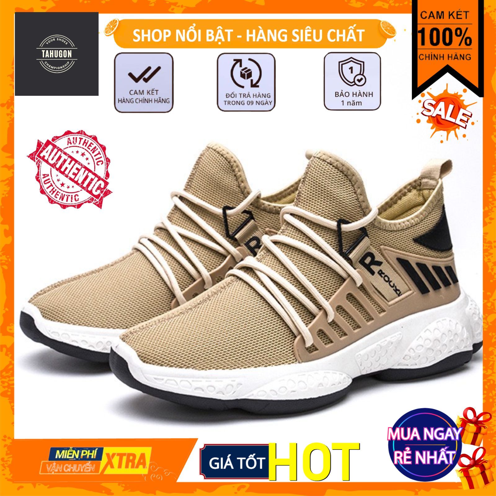 Giày sneaker nam Tahugon THG09 R cổ thấp cao cấp trẻ trung hàn quốc tăng chiều cao hot nhất phù hợp đi học đi chơi thể dục tập gym bóng chuyền
