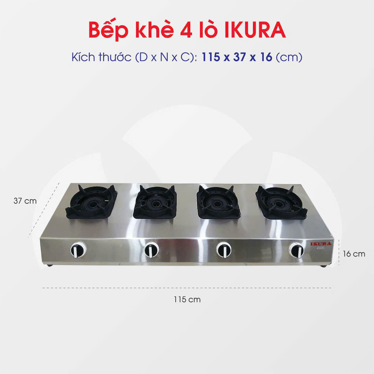 Bếp Gas Khè 4 lò 4 họng inox IKURA - Bếp khè để bàn