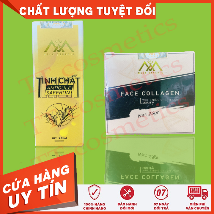 Combo face collagen dna cá hồi và tinh chất ampoule saffron MEEA ORGANIC