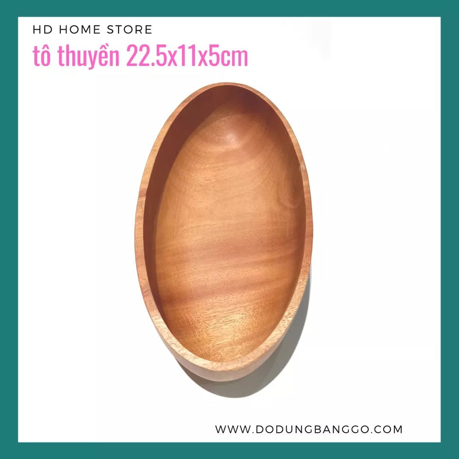 [Dụng cụ nhà bếp hiện đại] - Dĩa thuyền bằng gỗ xà cừ nguyên khối