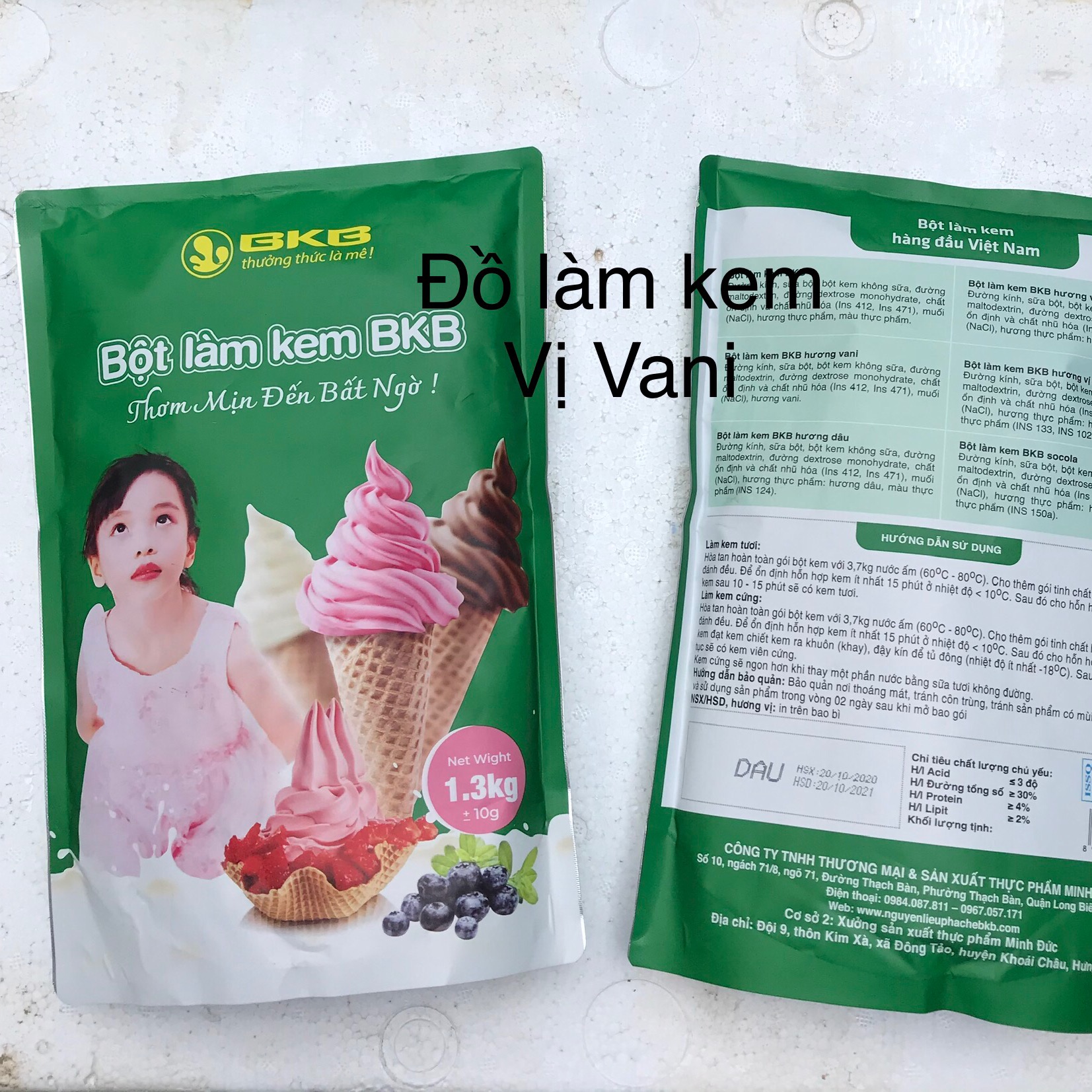 Bột làm kem tươi vị vani bịch 1.3kg