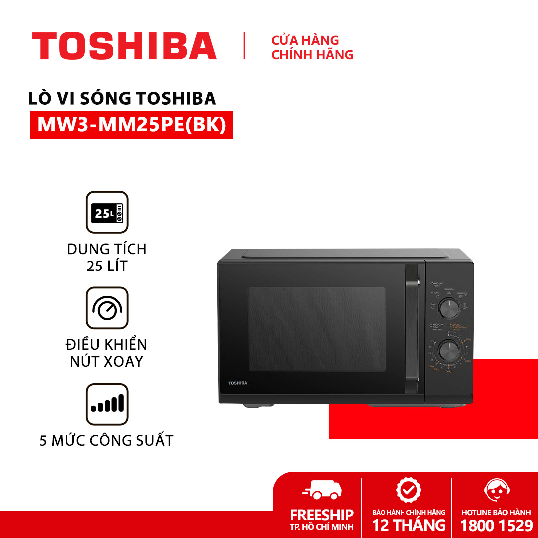 Lò vi sóng Toshiba MW3-MM25PE(BK) 25 lít - Bảo hành chính hãng 12 tháng