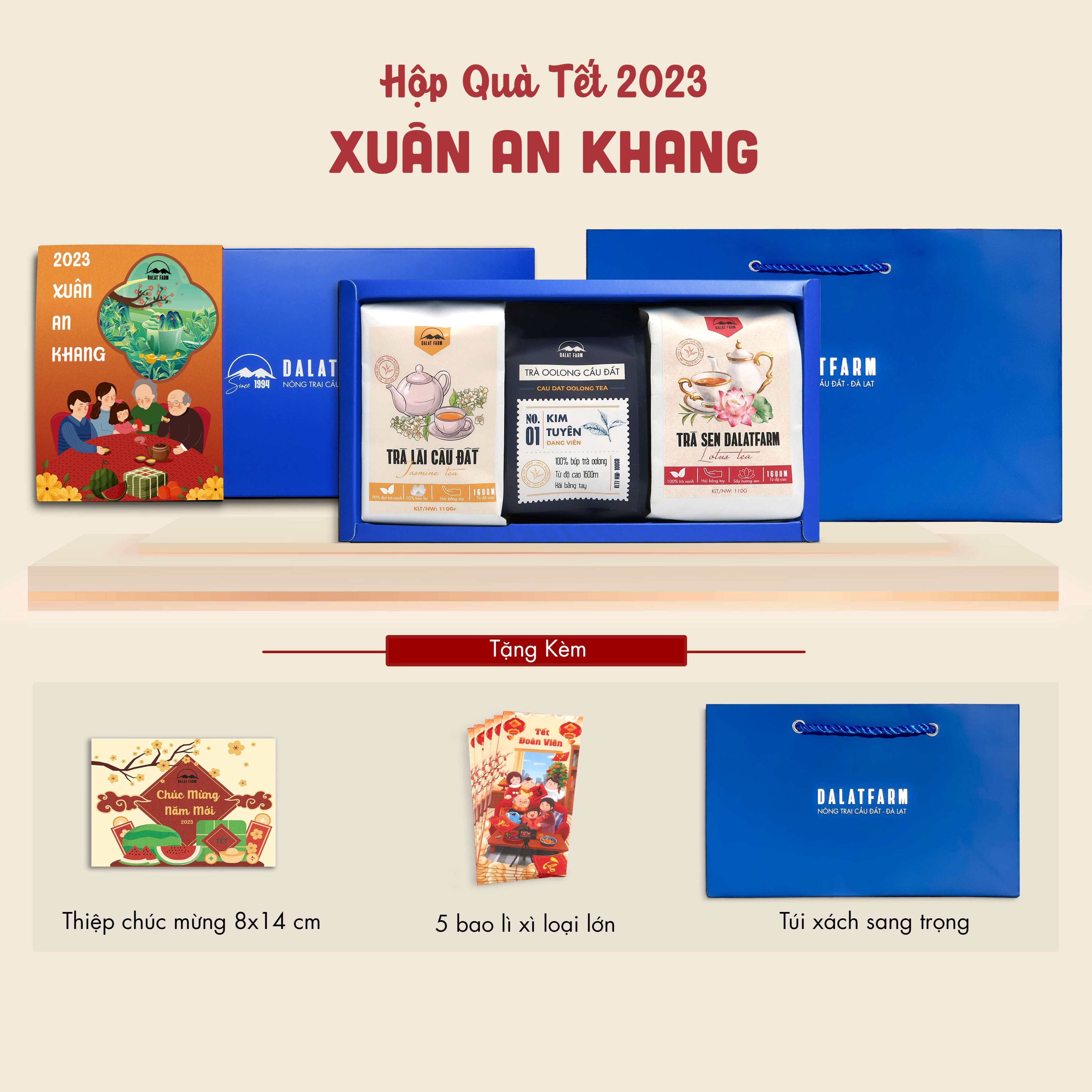Hộp Quà Xuân An Khang 2023 Trà Lài - Trà Oolong - Trà Sen
