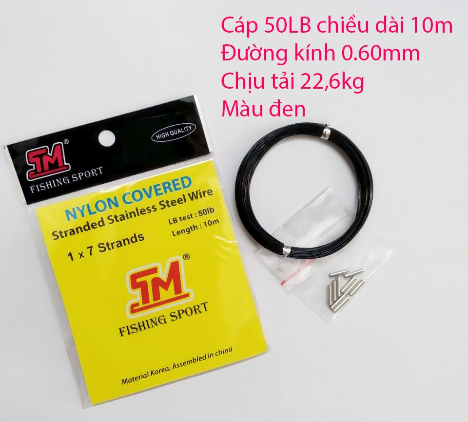 Dây cáp câu cá cao cấp tm fishing 50lb - 10m - tải cá 226kg - đường kính 0.60mm