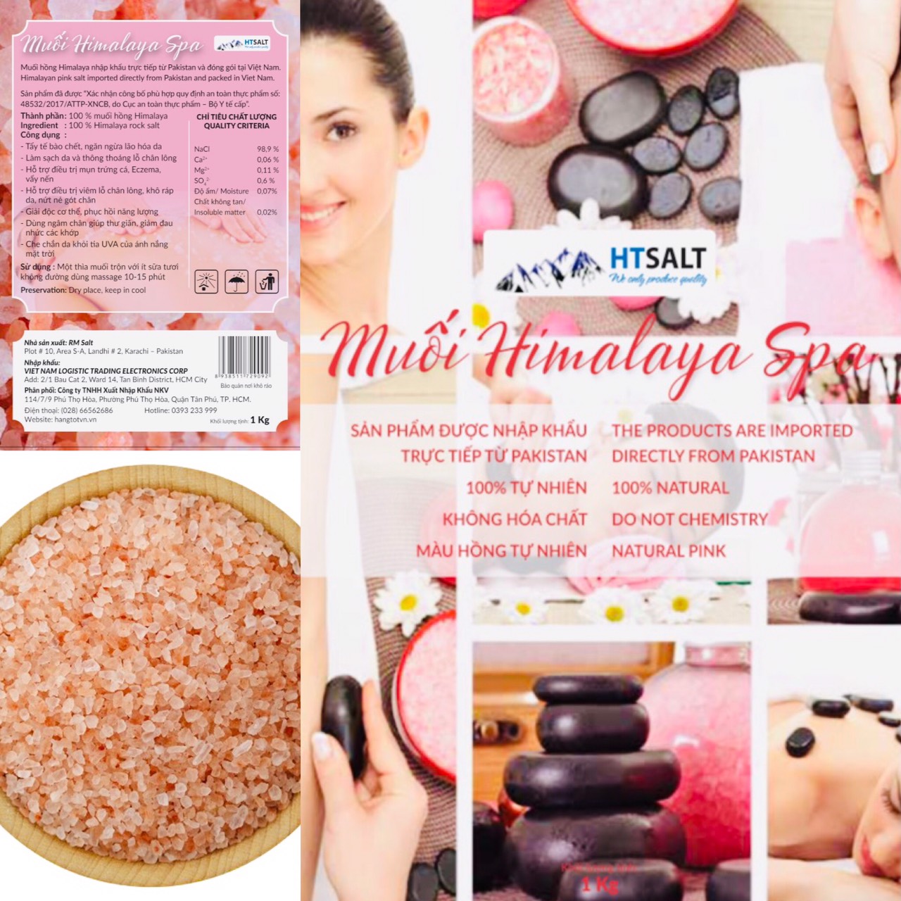 Muối tắm himalaya nhập khẩu pakistan loại Hạt 1 kg