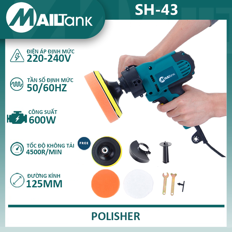 Máy đánh bóng MAILTank SH43 Vỏ ngoài được trang bị hệ thống cách điện an toàn.* Tay cầm bằng nhựa bọc cao su êm ái, chống trượt.* Thuận tiện bảo quản và cất giữ MAILTank SH43