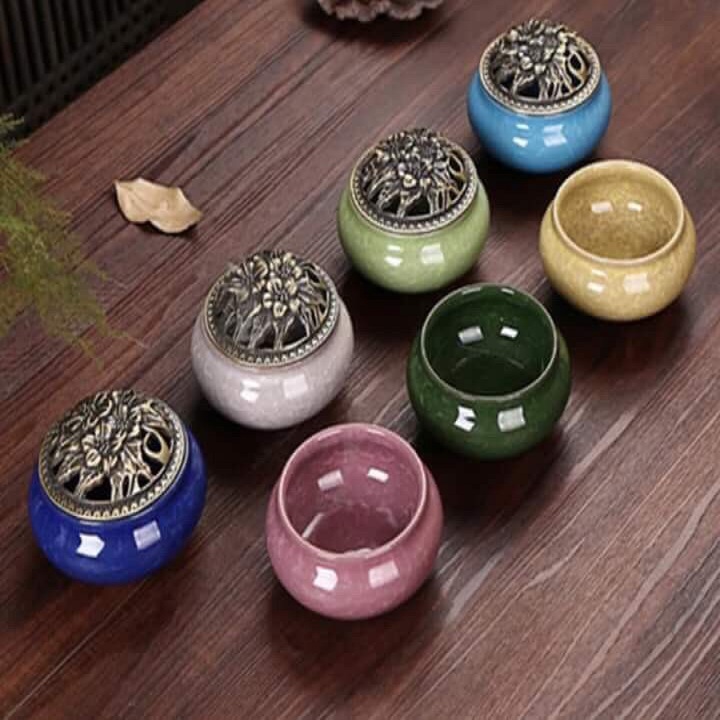 Lư men xông trầm - lư trầm gốm cao cấp