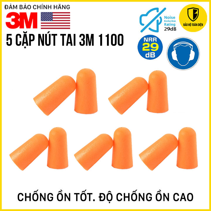 [COMBO 5 cặp] Nút bịt tai chống ồn đi ngủ 3M 1100 (loại không dây)