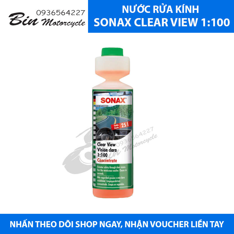 Nước rửa kính xe ôtô sonax clear view đậm đặc 1:100 250ml