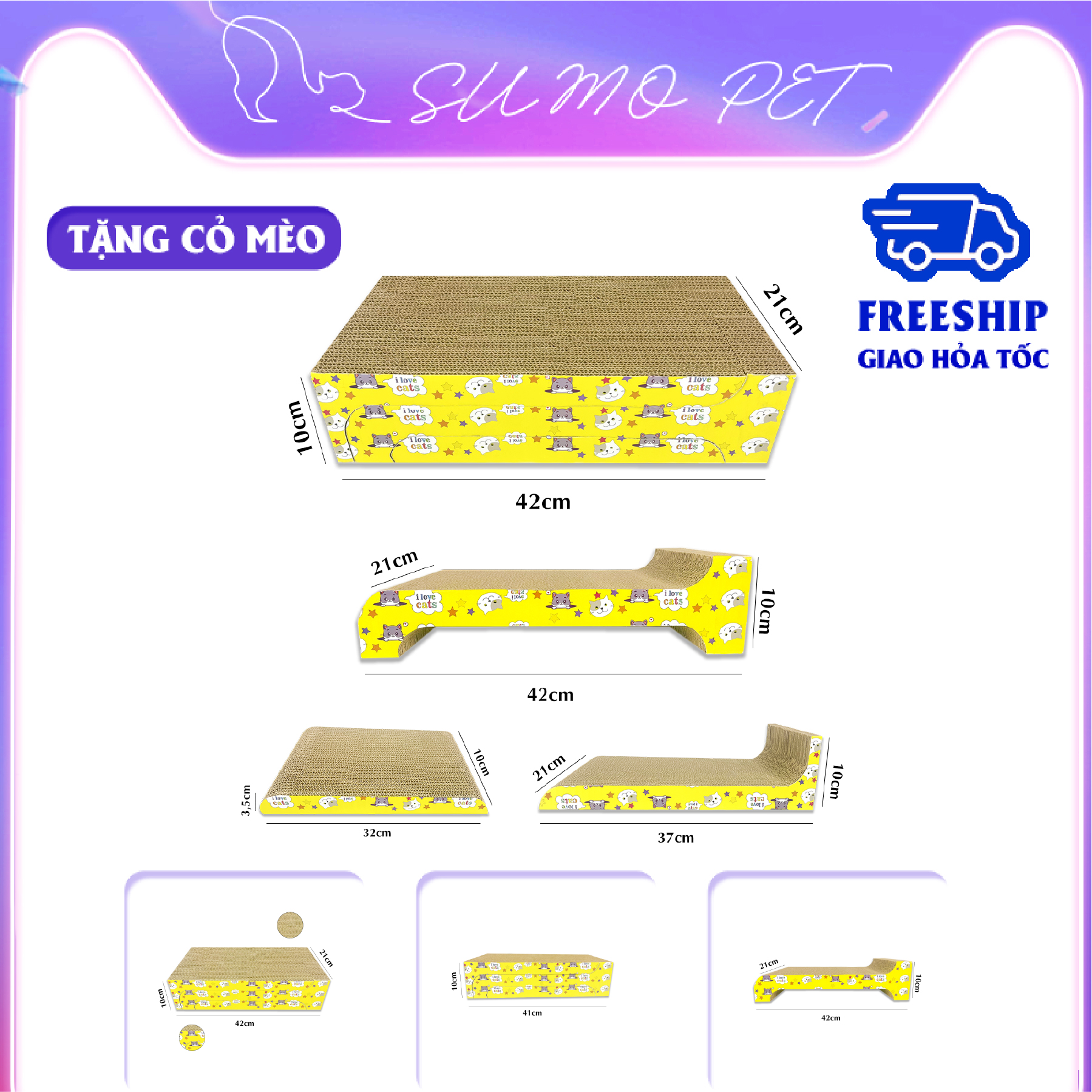 Bàn cào mèo, bàn cào móng mèo, bàn cào móng cho mèo, đồ chơi cho mèo 3 in 1