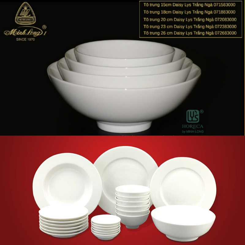 Bộ 5 tô 15cm - jasmine - trắng