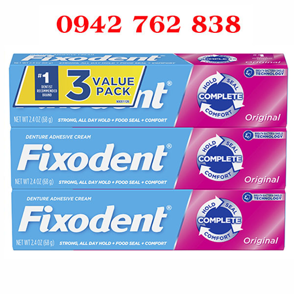 [HCM][USA Date 2025] Combo 3 Keo Dán Hàm Răng Giả Fixodent 68g - Fixodent Complete Original Denture Adhesive Cream 2.4 oz 3 PACK