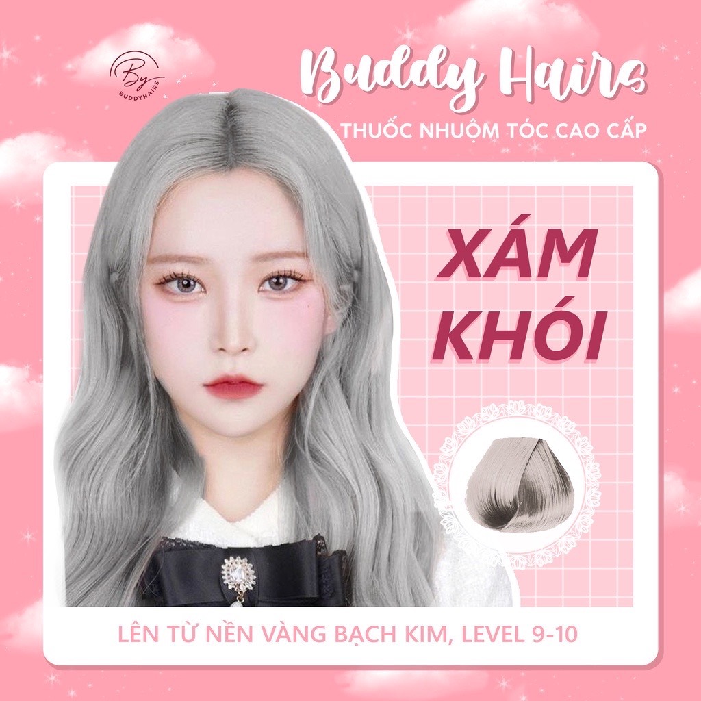 Bộ nhuộm tóc màu Xám Khói hot trend (tặng trợ nhuộm, tặng gang tay, hướng dẫn sử dụng), Hàng chuẩn, bền màu 6 tháng