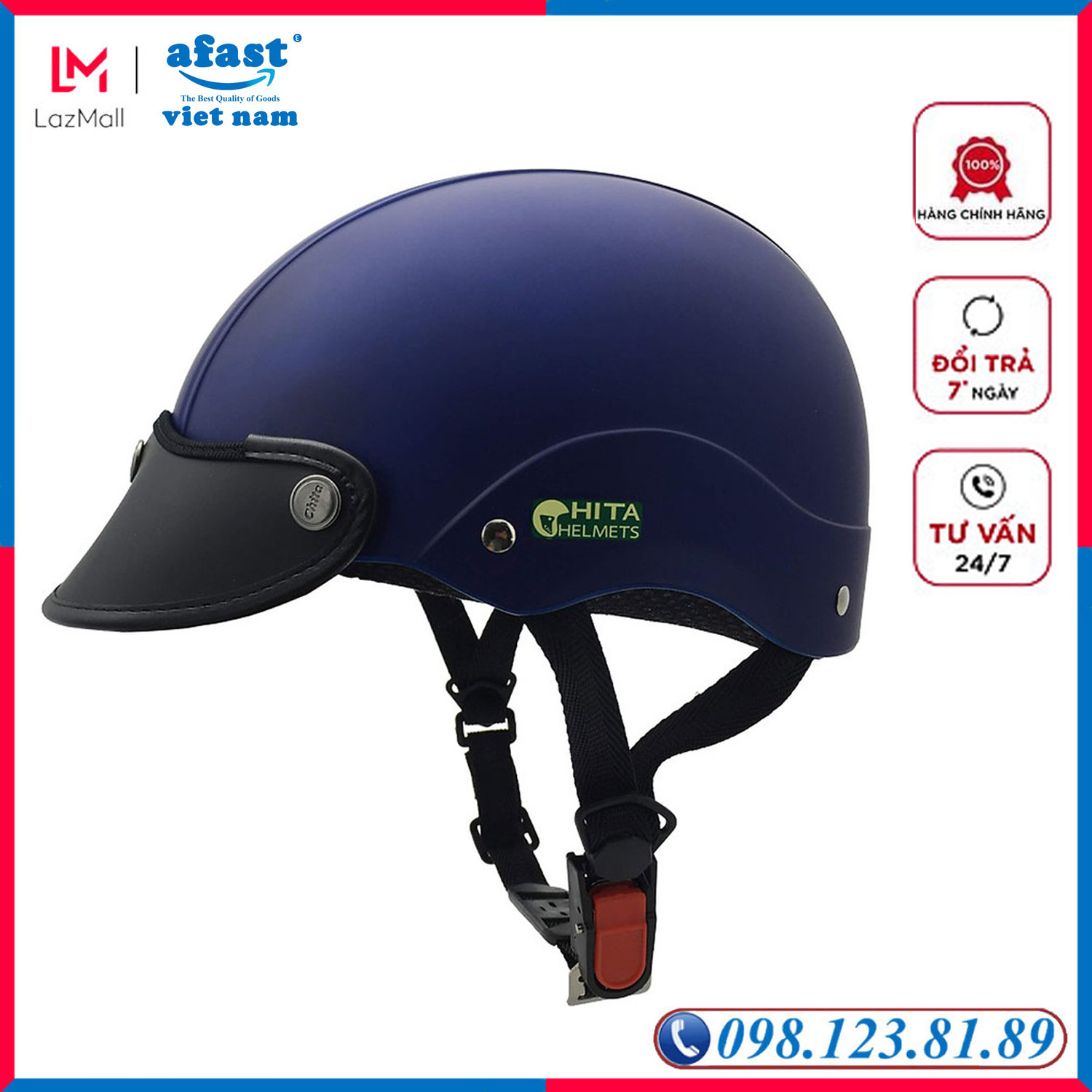 Mũ bảo hiểm thời trang 1/2 đầu Chita CT31, an toàn, thời trang, lưỡi chai mềm thời thượng - AFAST VIỆT NAM