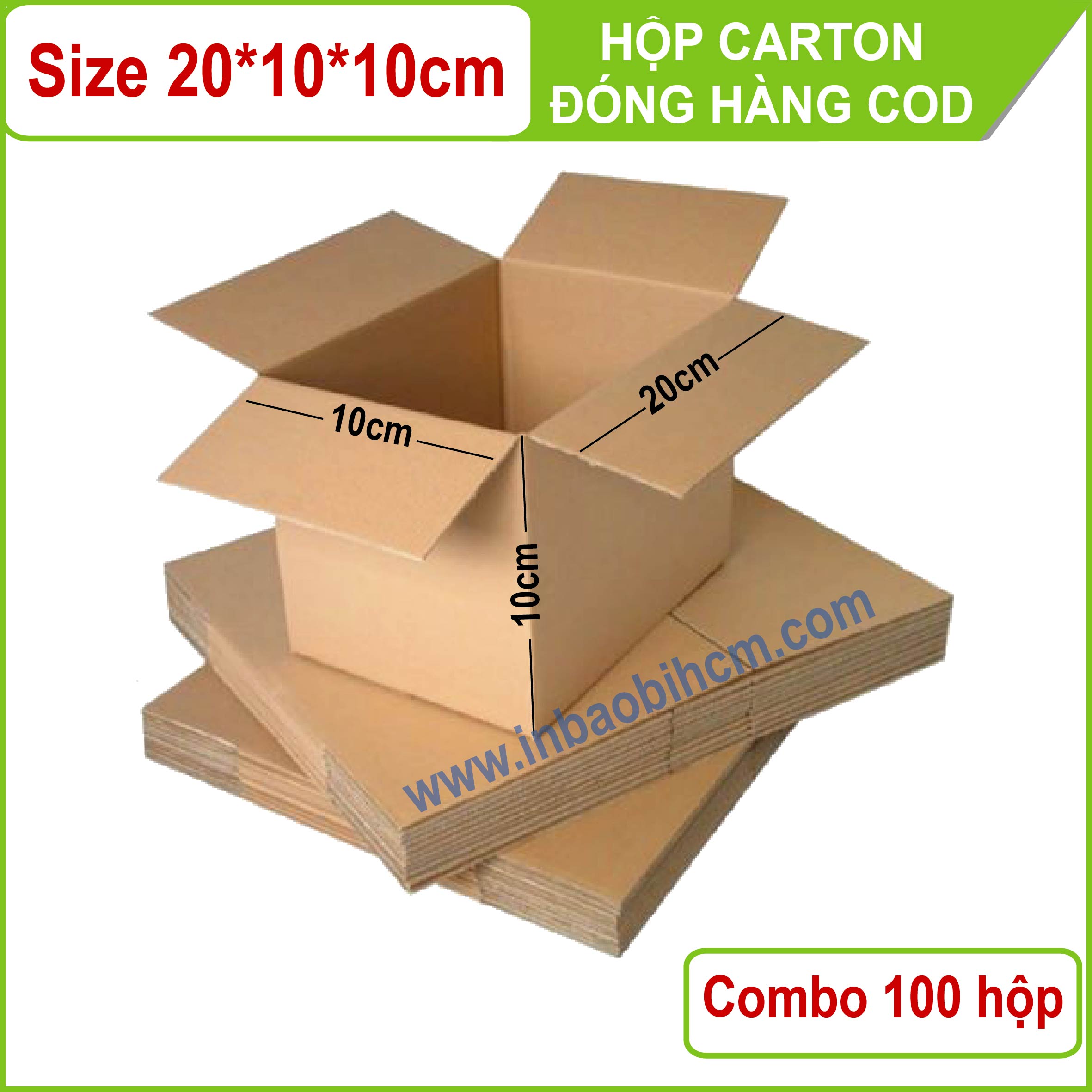 [HCM]100 hộp đóng hàng COD 20x10x10 cm dày dặn chắc chắn giúp bảo vệ tốt các sản phẩm khi vận chuyển - (InbaobiHCM - Thùng Carton - Hộp carton giá rẻ)
