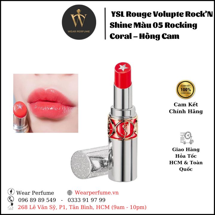 Son Y.S.L 05 Rocking Coral Rouge Volupte Rock’N Shine – Màu Hồng Cam ( New 2020 )