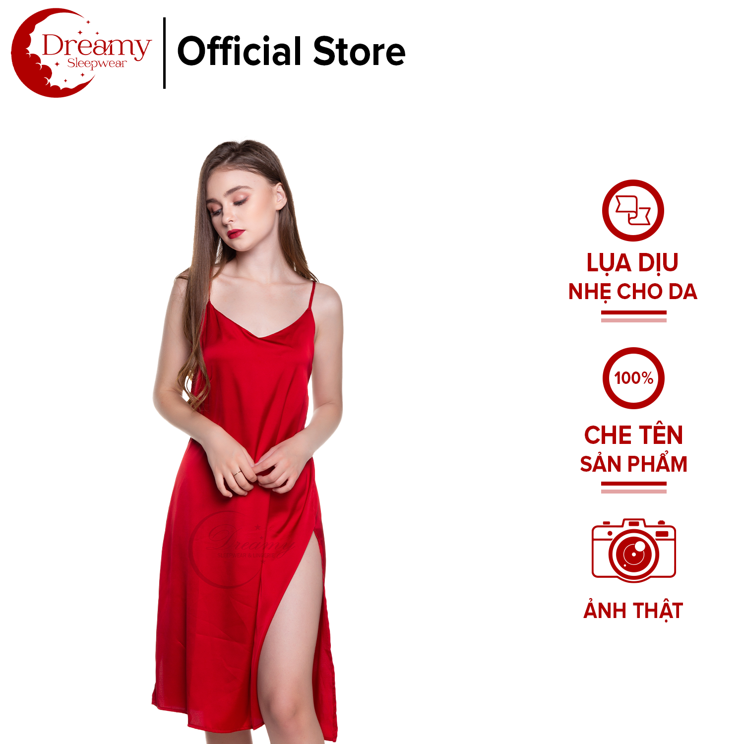 Đầm ngủ hai dây, đầm mặc nhà lụa mềm mịn,Đồngủ nữ ,Đồngủ 2 dây dáng suông xẻ tà hai bên quyến rũ, váy ngủ 2 dây, váy ngủ gợi cảm ,váy ngủ sexy, đầm ngủ lụa mặc nhà có 2 màu đen và đỏ đô Dreamy - VS07