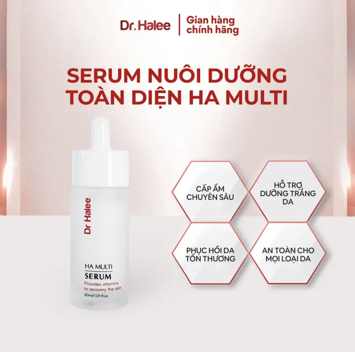Serum cấp ẩm dưỡng trắng da toàn diện ha multi 30ml drhalee