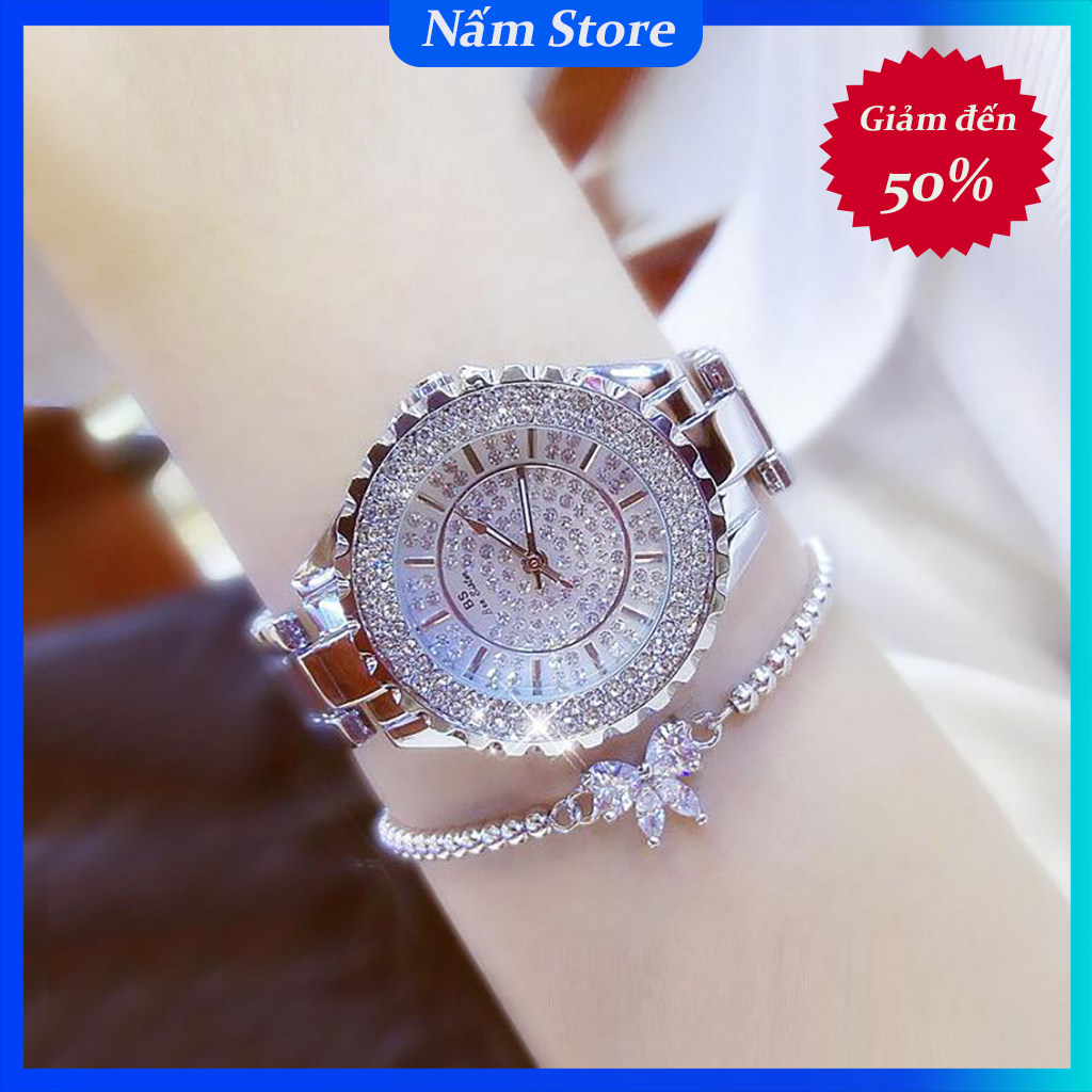 [HCM]Đồng Hồ Nữ BS BEE SISTER FA0280L Dây Kim Loại Đính Đá Cao Cấp - Dây Thép Không Gỉ - Tặng Kèm Hộp + Pin Dự Phòng
