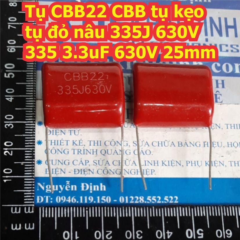 3 cái tụ cbb22 cbb tụ kẹo tụ đỏ nâu 335j 630v 335 3.3uf 630v 25mm kde8054