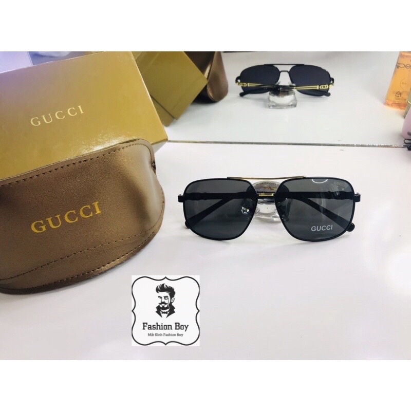 Kính mát nam gucci màu xám đen cực sang - full box - kính râm chống nắng, chống tia uv