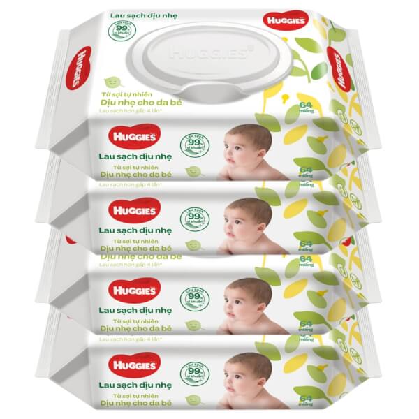 Bộ 5 khăn ướt Huggies không mùi 64 tờ