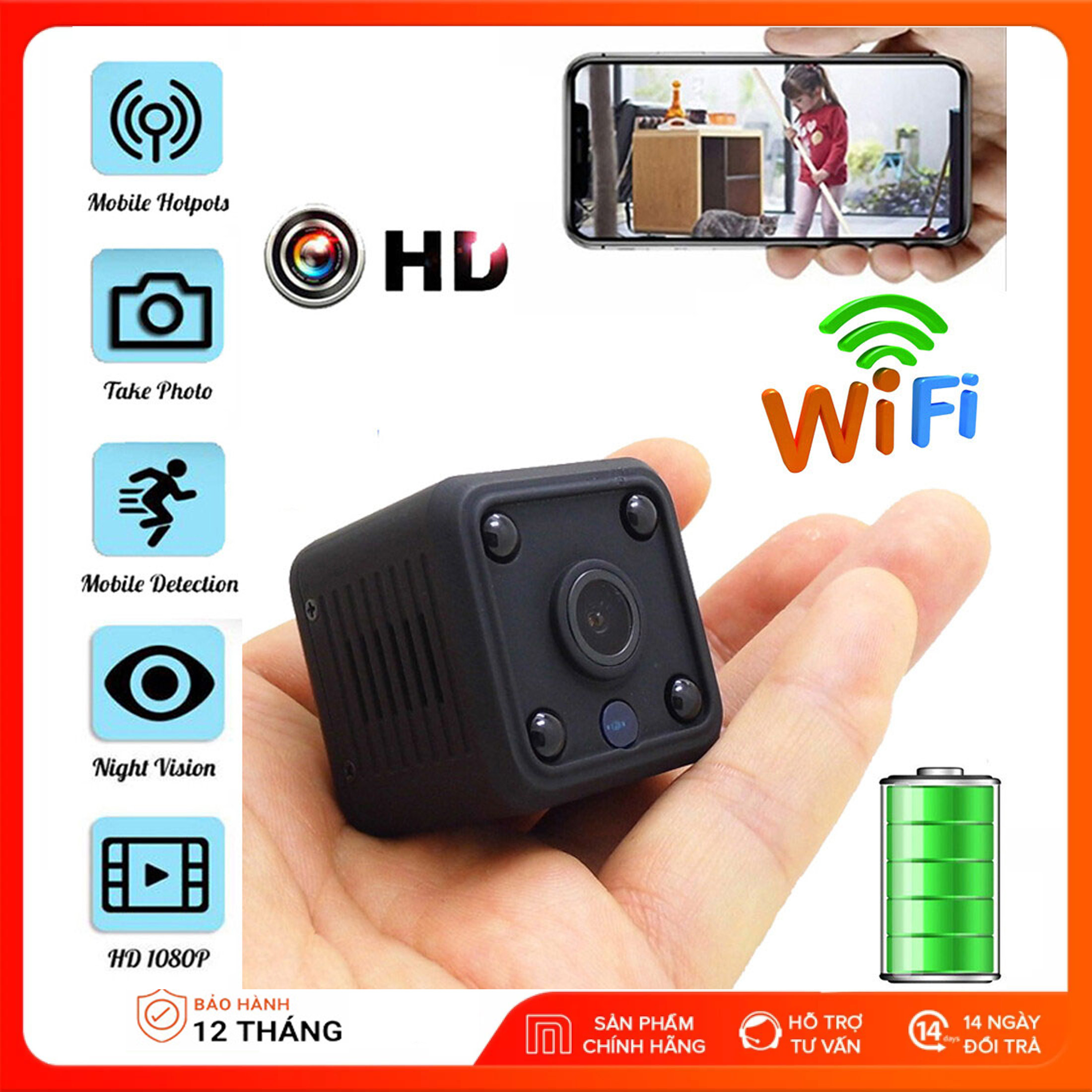 Camera Giám Sát Mới Nhất 2022- Camera IP Wifi Không Dây - Camera Siêu Nhỏ Wifi X6 FULLHD 1080P Đa Năng- Hồng Ngoại Quay Ban Đêm, Hình Ảnh Sắc Nét Cả Ngày Và Đêm, Pin Dung Lượng Khủng, Siêu Bền-  Kết Nối Wifi Qua Điện Thoại Xem Từ Xa