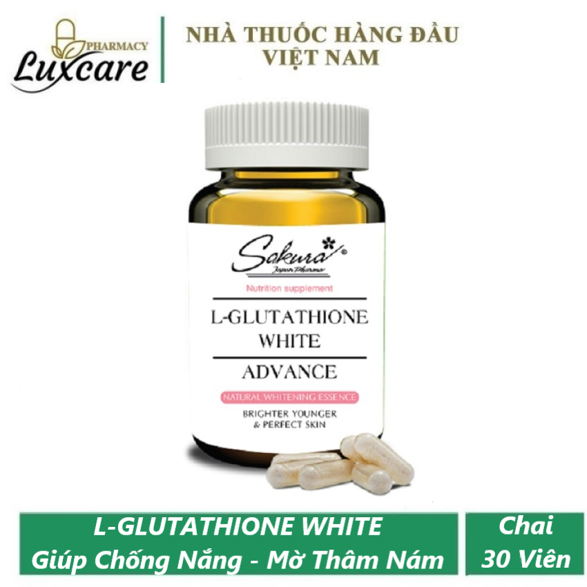 [HCM]Viên Dưỡng Da L-Glutathione White Advance - Giúp Chống Nắng - Sáng Da - Mờ Thâm Nám - Chai 30 Viên - Luxcare