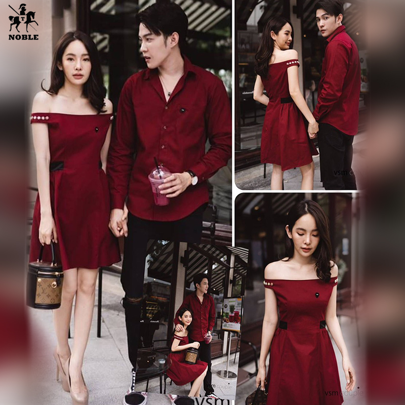 [HCM][Freeship] Set đồ đôi áo sơ mi nam đầm nữ couple cao cấp thời trang hàn quốc Miamo AG21 (kèm ảnh thật)